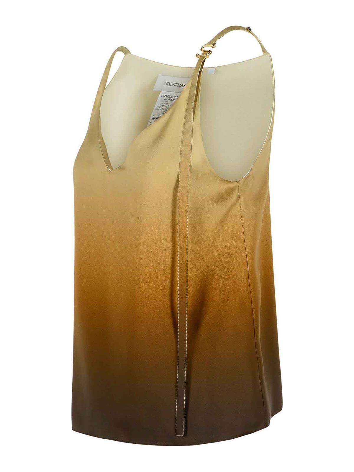 Sportmax Alcuno Beige Gradient Silk Top In Multi