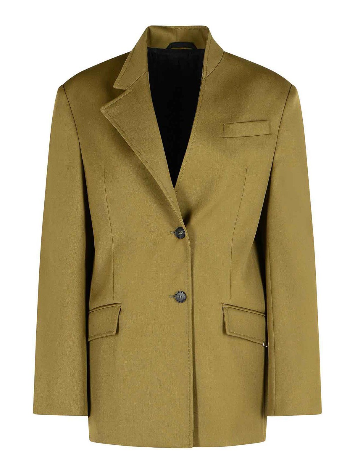 Attico Green Jacket With Asymmetric Closure On The Front In Green