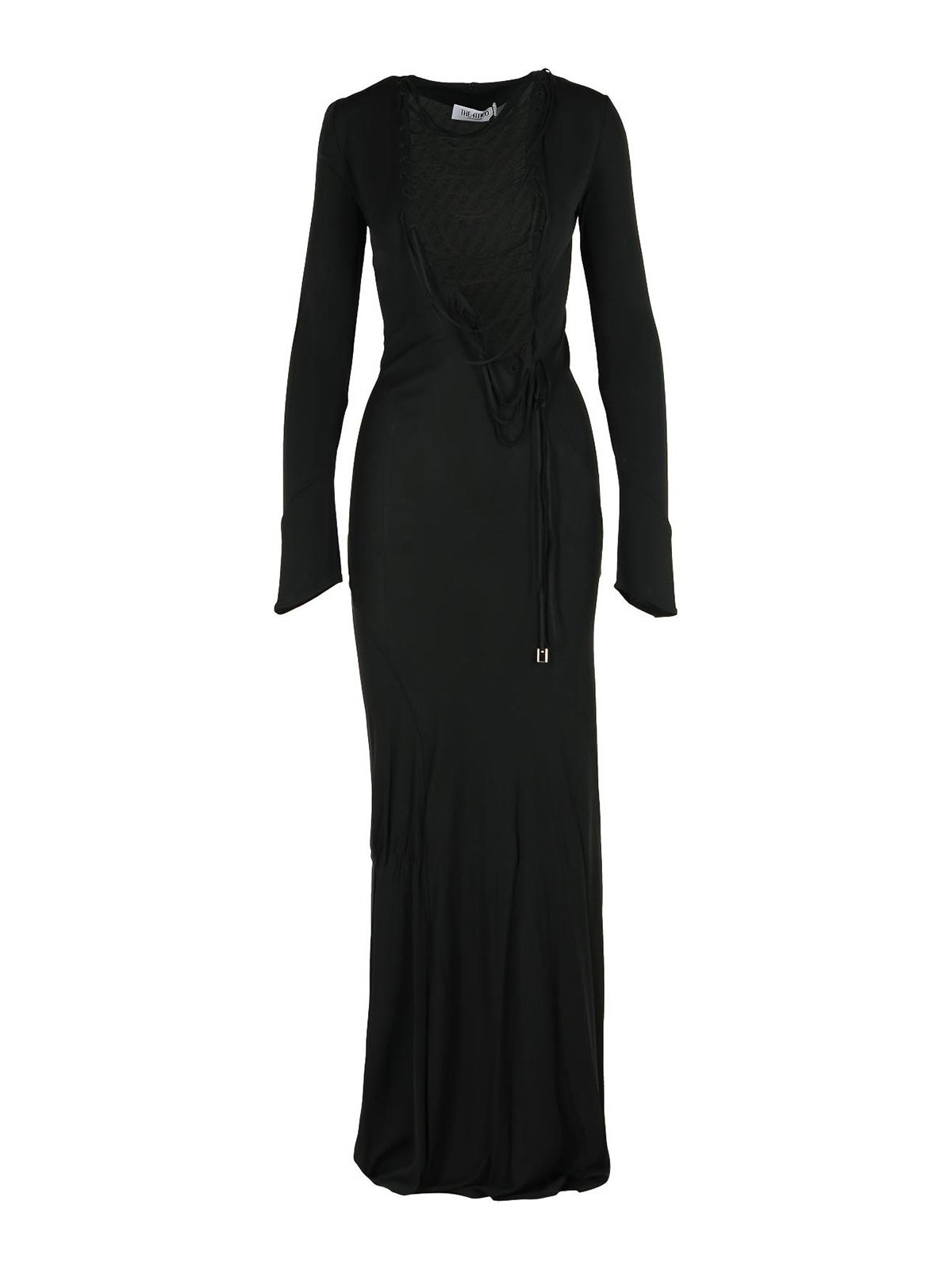 Attico Abito Lungo In Crepe Nero Donna In Black