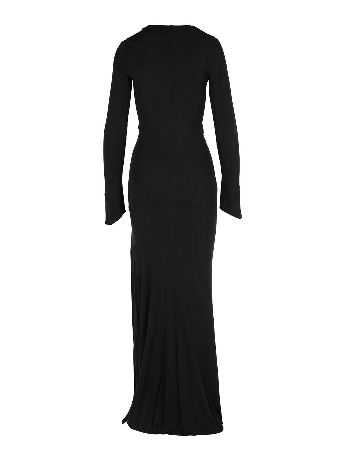 Attico Abito Lungo In Crepe Nero Donna In Black