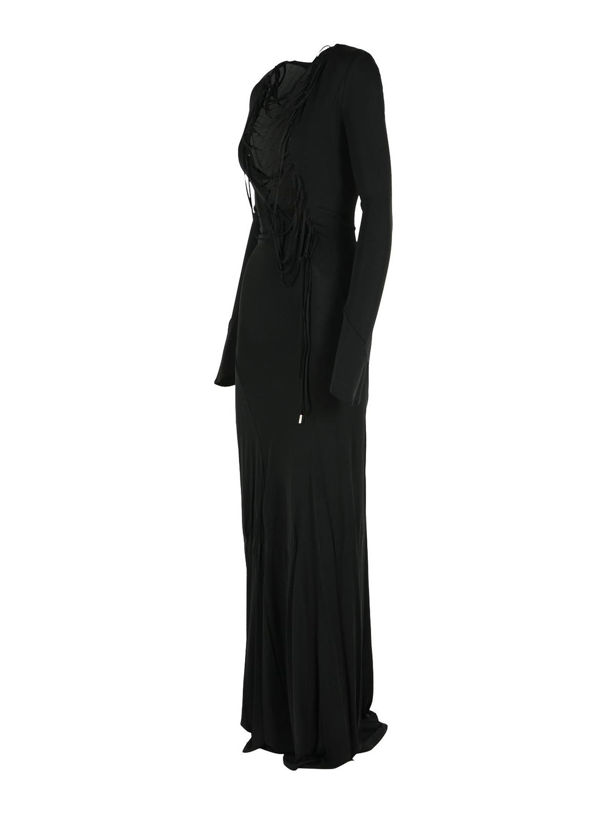 Attico Abito Lungo In Crepe Nero Donna In Black