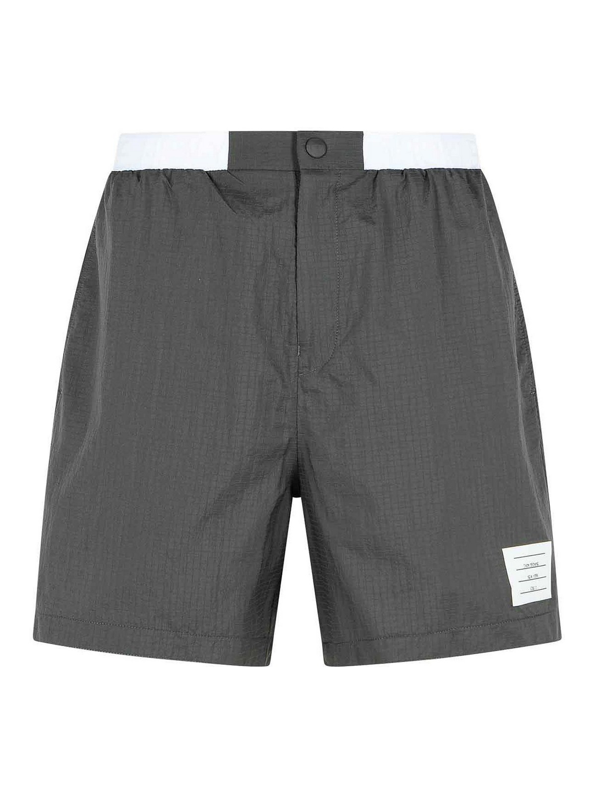 Thom Browne Bermuda Shorts With Button Detail And Elastic Waistband In Gray