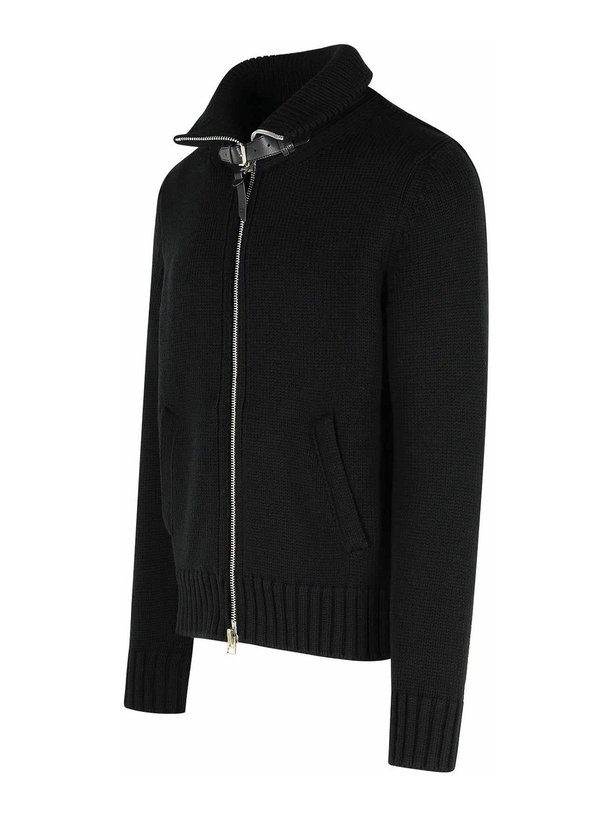 Tom Ford Merino Wool Zip Through Kzl018ymw099 Lb999 In Black