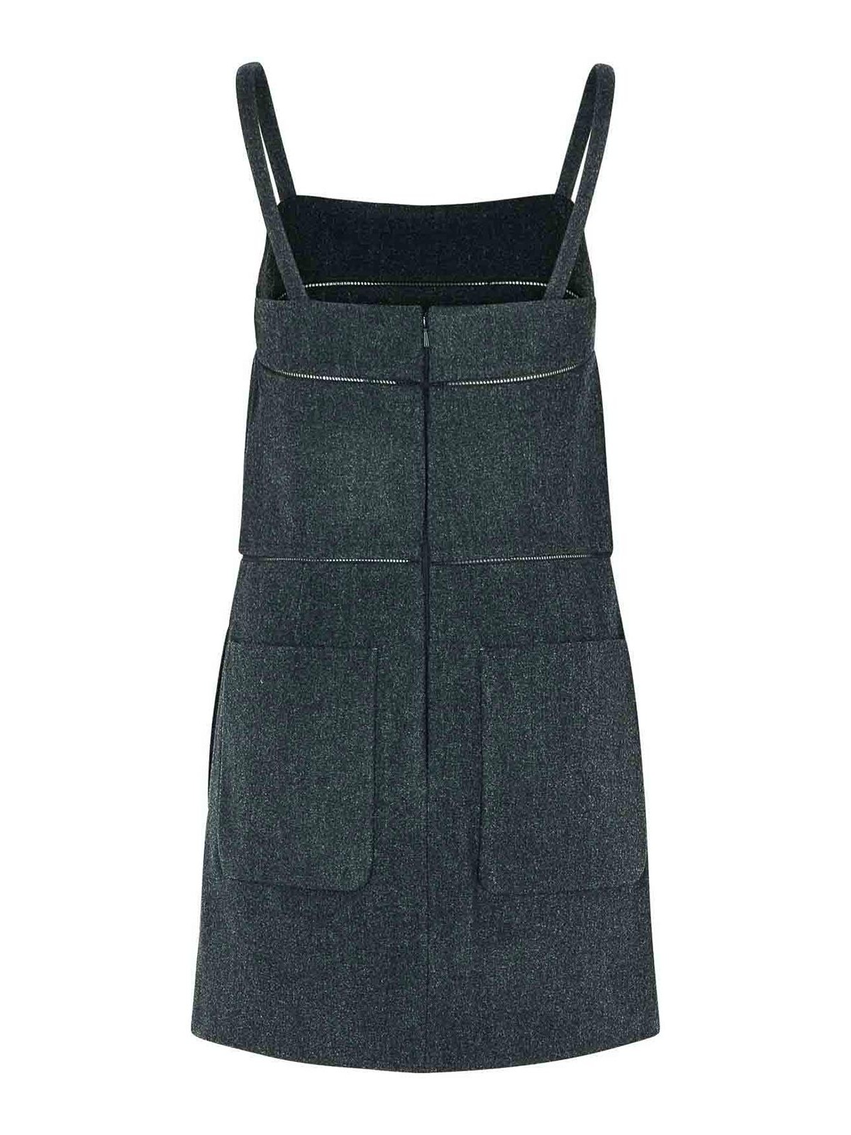Max Mara Leale Grey Virgin Wool Dress In Blue