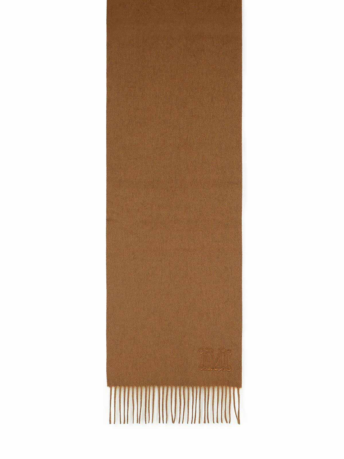 Max Mara Wsdalia Cashmere Stole With Brown  Embroidery In Brown