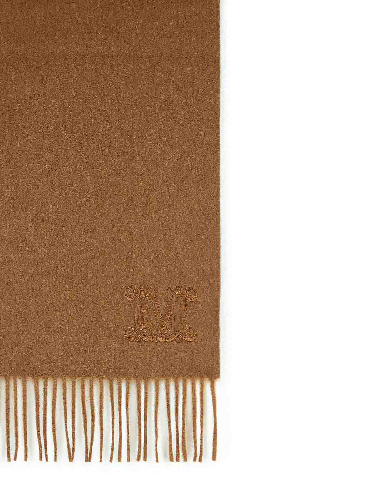 Max Mara Wsdalia Cashmere Stole With Brown  Embroidery In Brown
