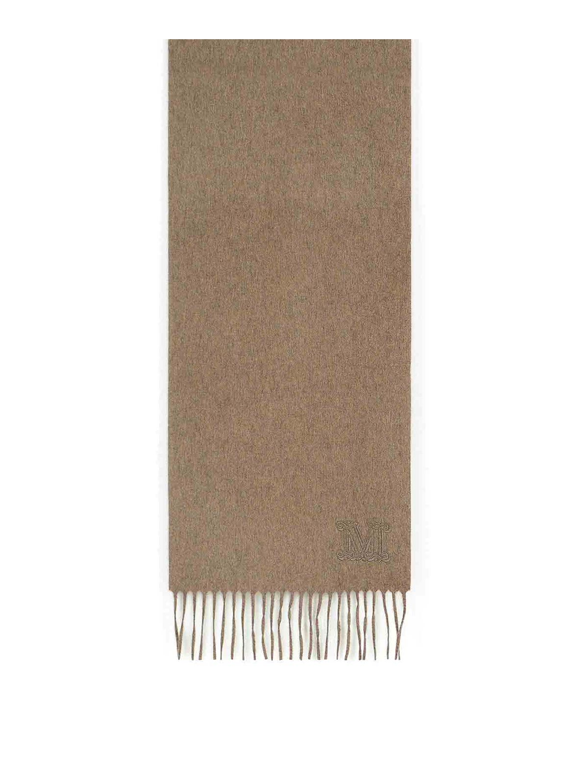 Max Mara Wsdalia Beige Cashmere Scarf In Gray