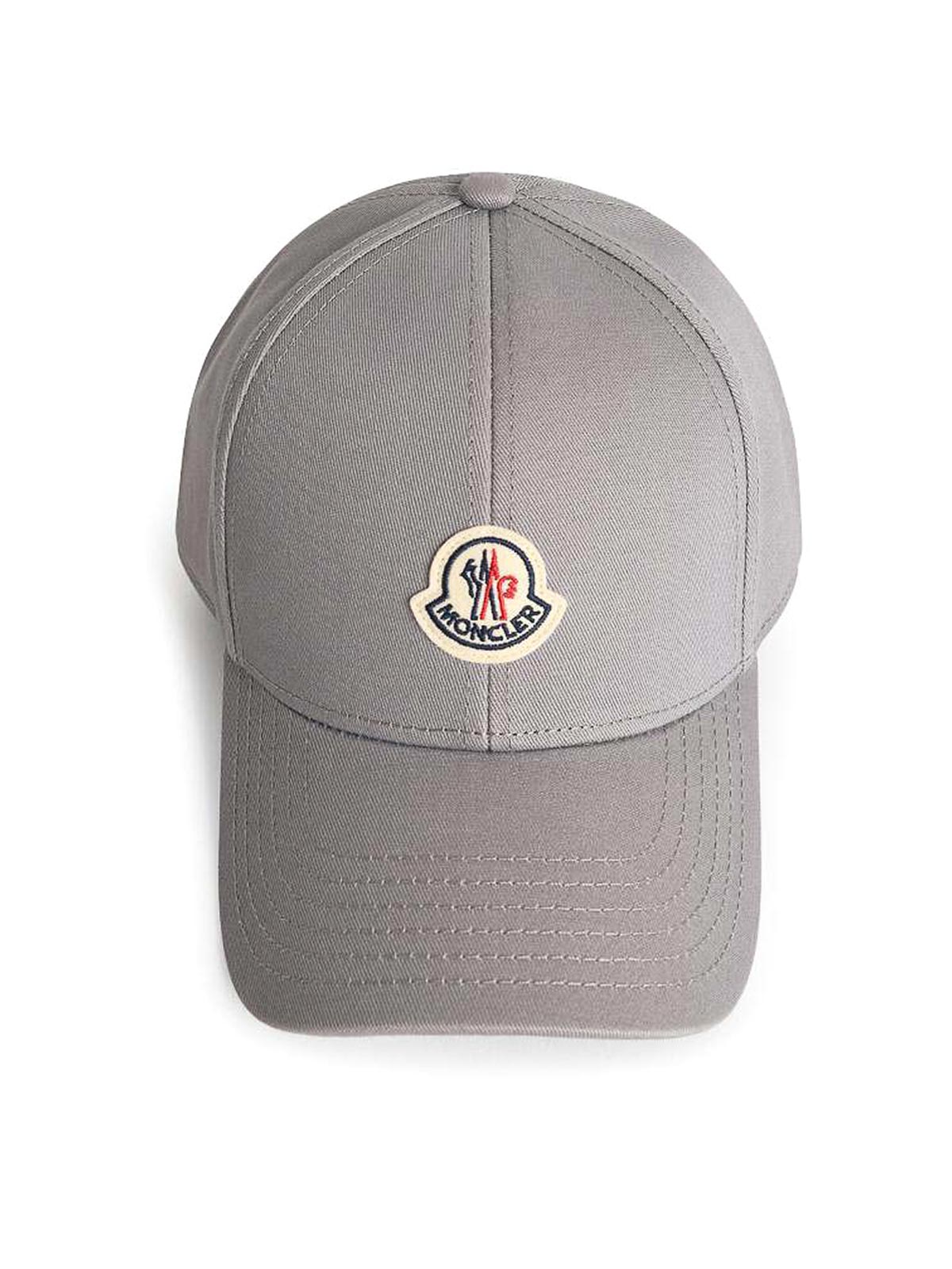 Moncler Grey Cotton Baseball Cap In Gray