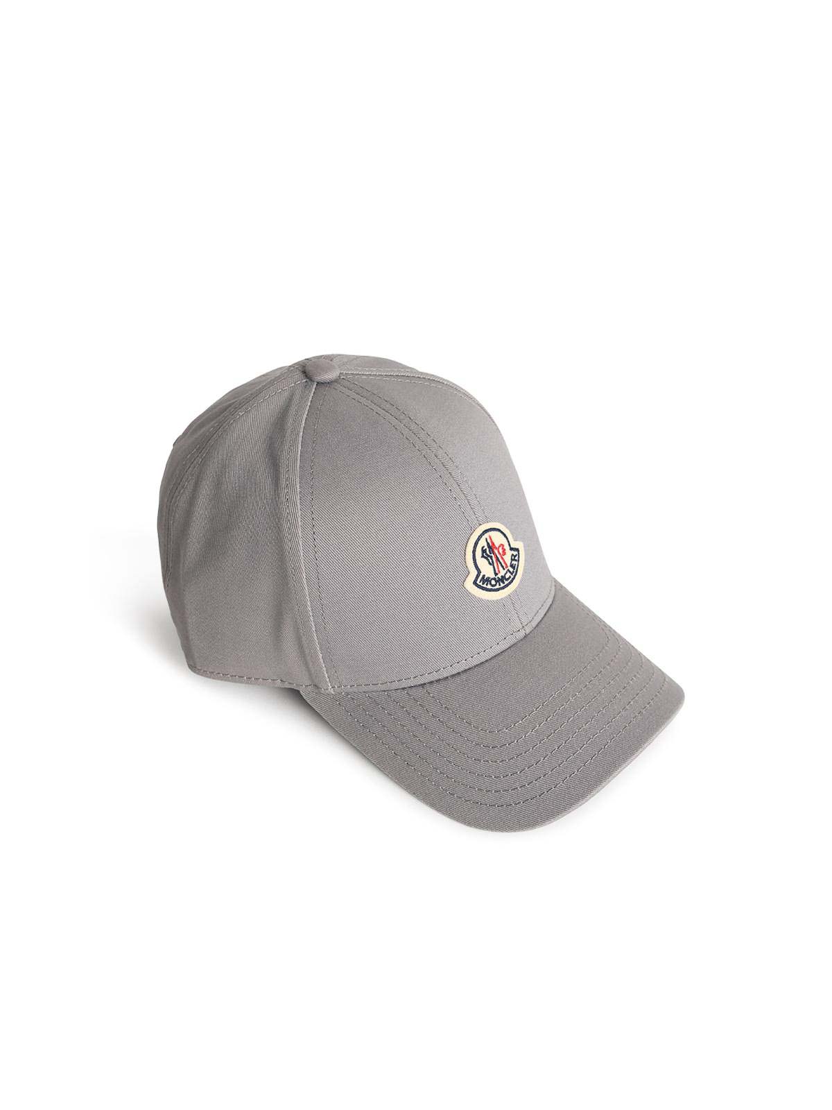 Moncler Grey Cotton Baseball Cap In Gray
