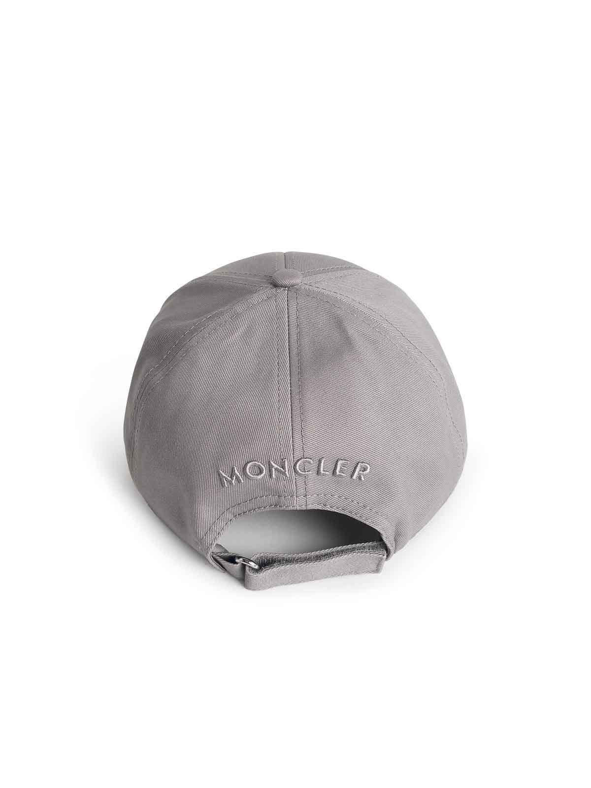 Moncler Grey Cotton Baseball Cap In Gray
