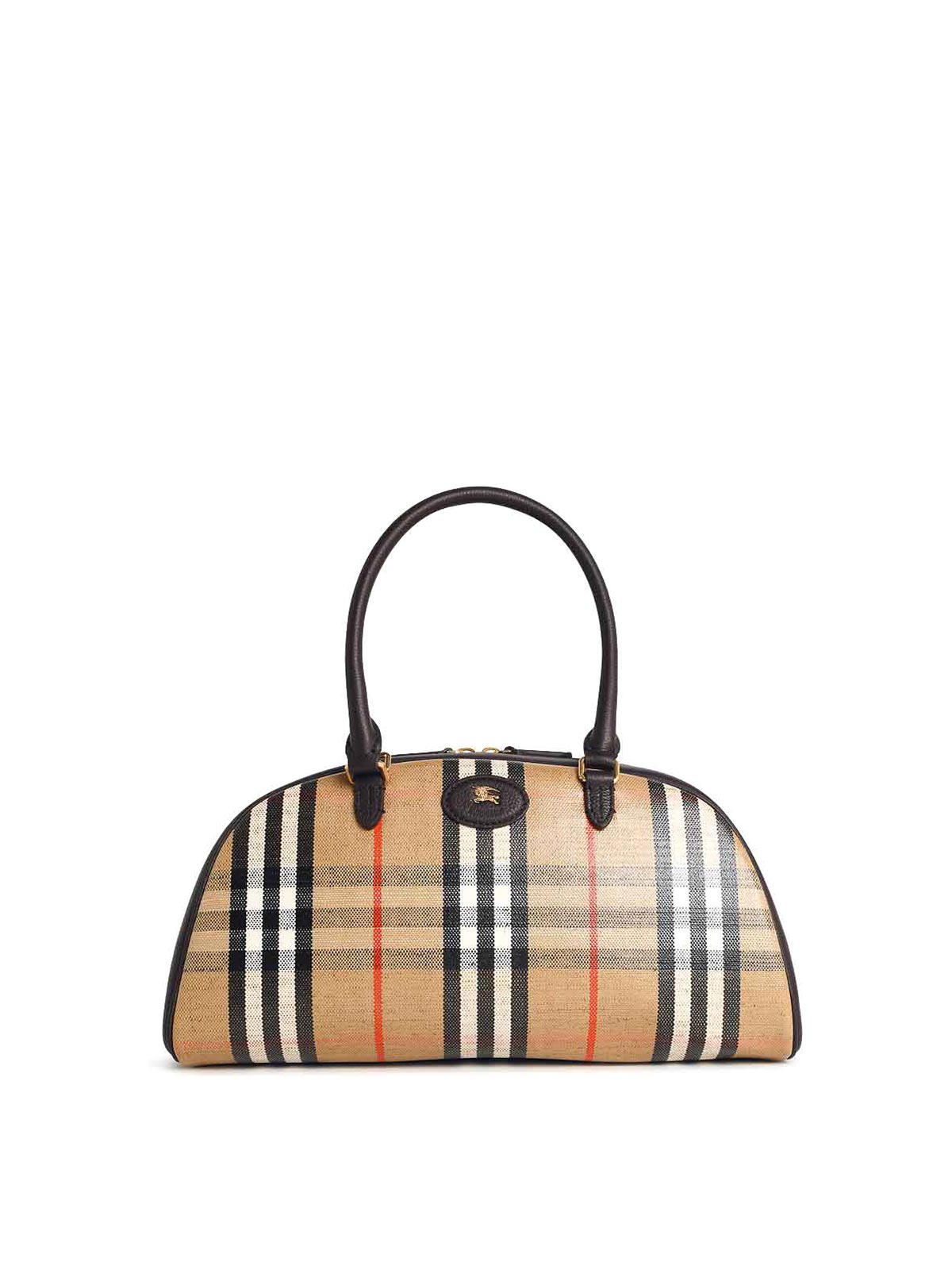 Burberry Highland Beige Handbag With Ekd Patch On The Front And All-over Check Motif In Cotton Blend Woman In Sand