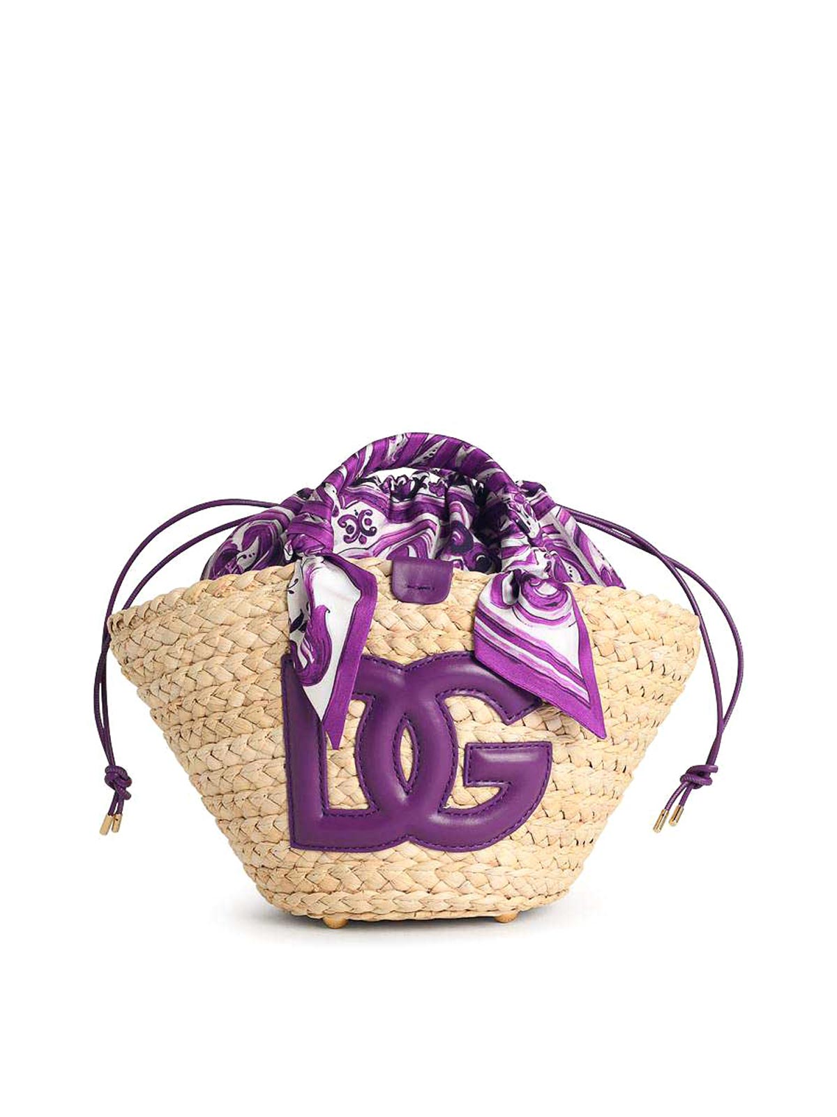 Dolce & Gabbana Kendra Purple Leather Blend Bag In Sand