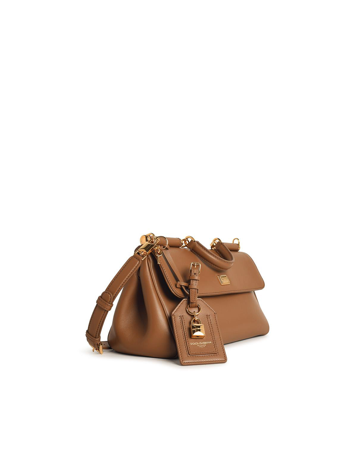 Dolce & Gabbana My Sicily Calf Leather Caramel Handbag In Sand