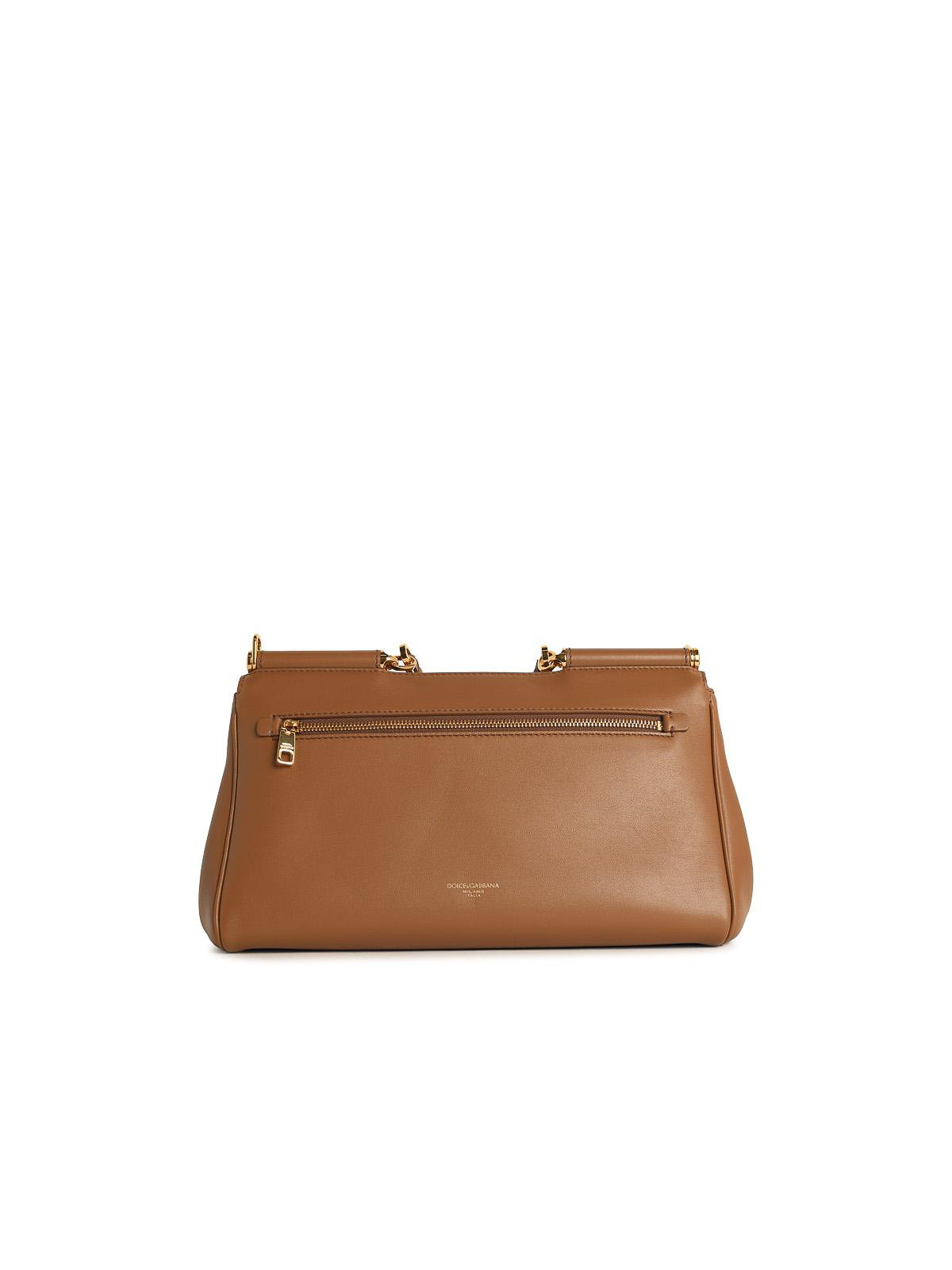 Dolce & Gabbana My Sicily Calf Leather Caramel Handbag In Sand