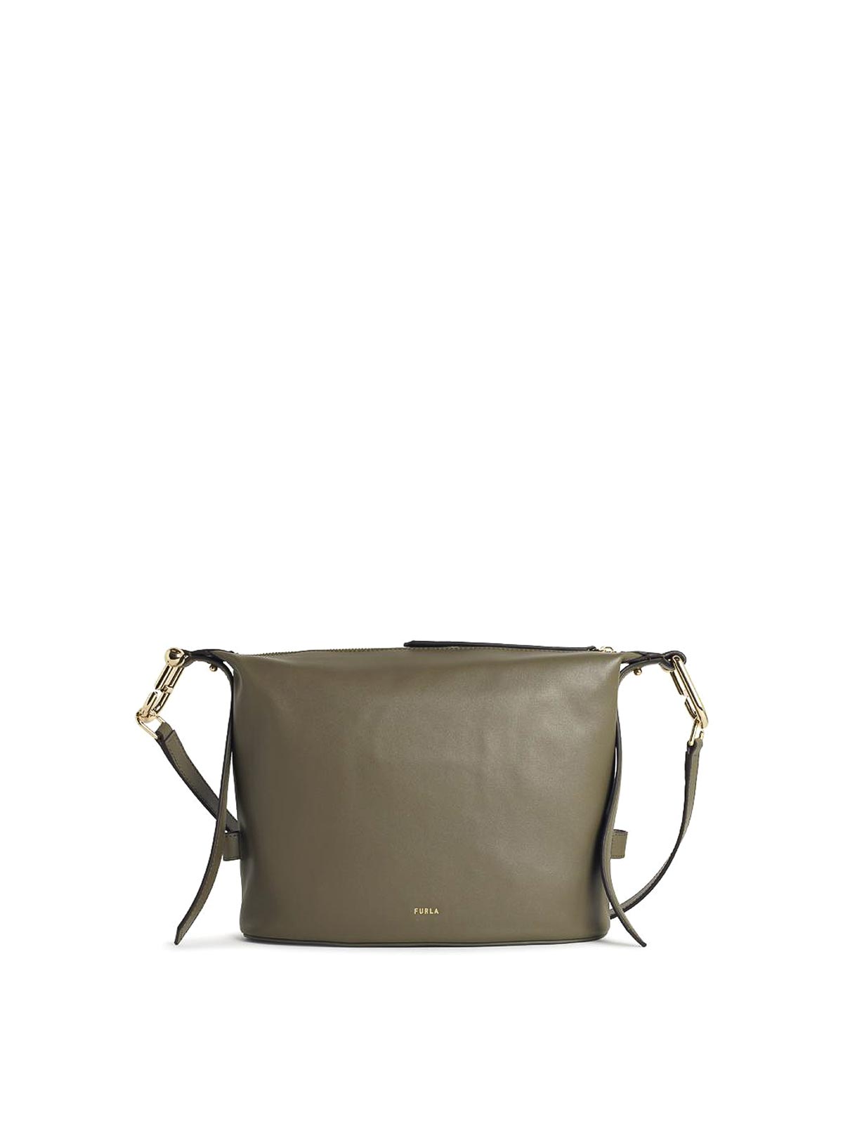 Furla Nuvola M Leather Bag In Green
