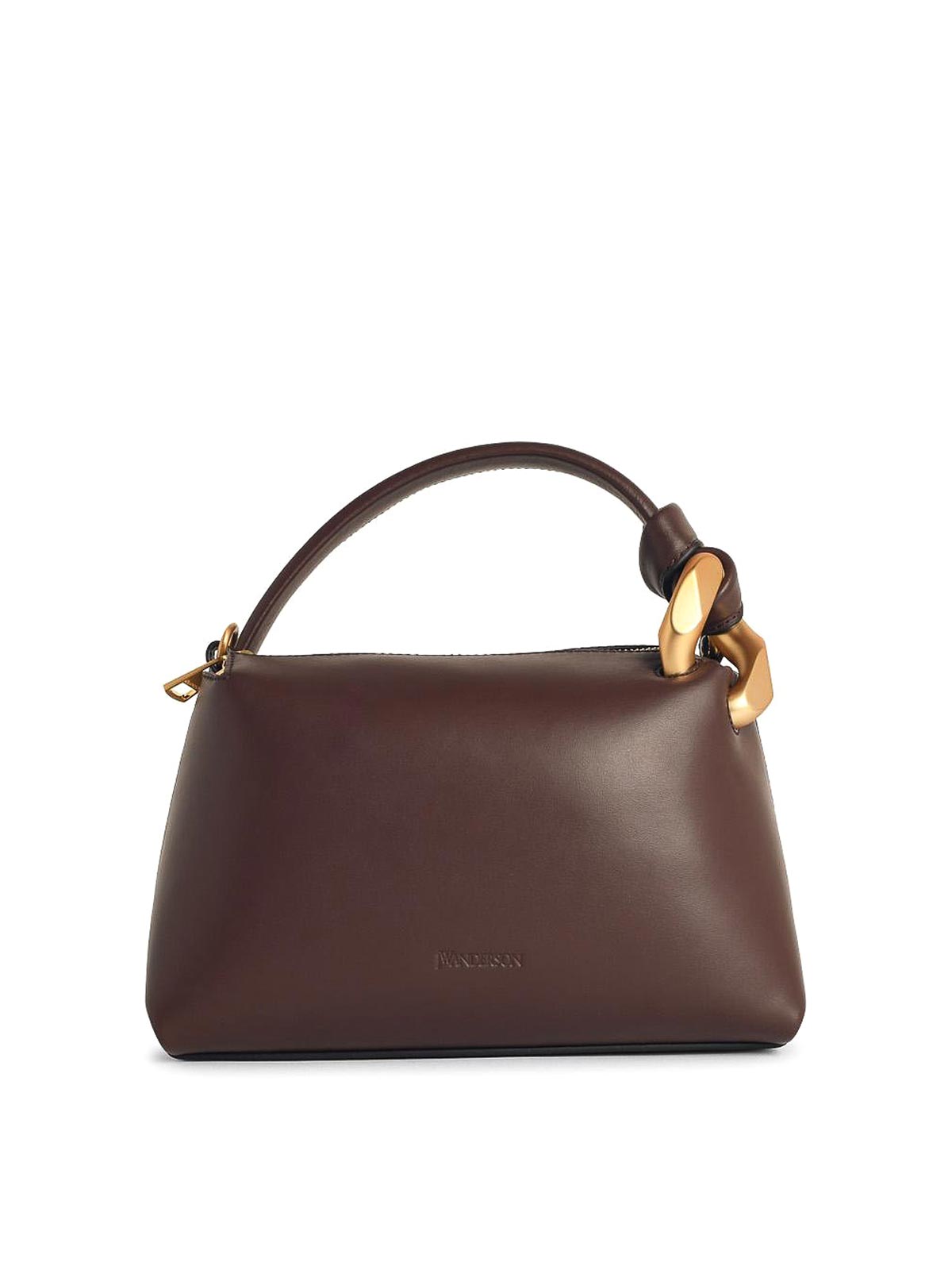 Jw Anderson Corner Small Brown Leather Bag In Brown