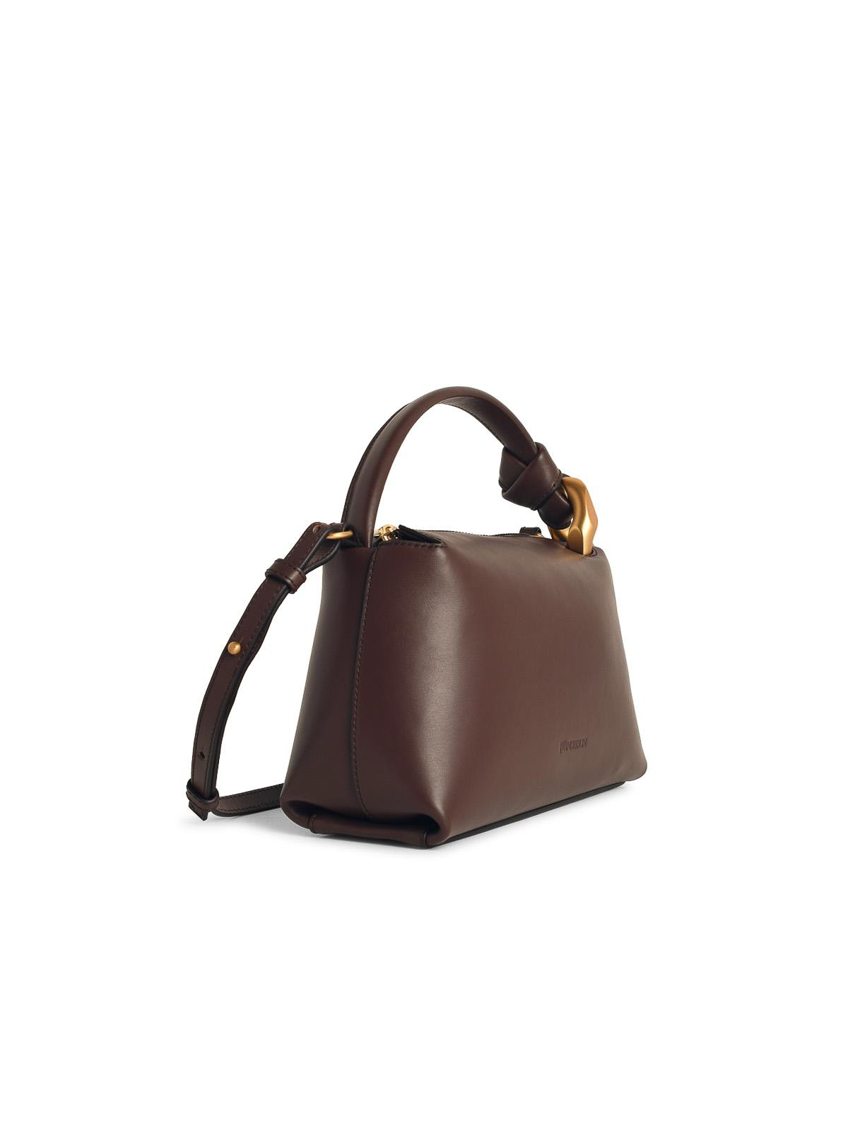Jw Anderson Corner Small Brown Leather Bag In Brown