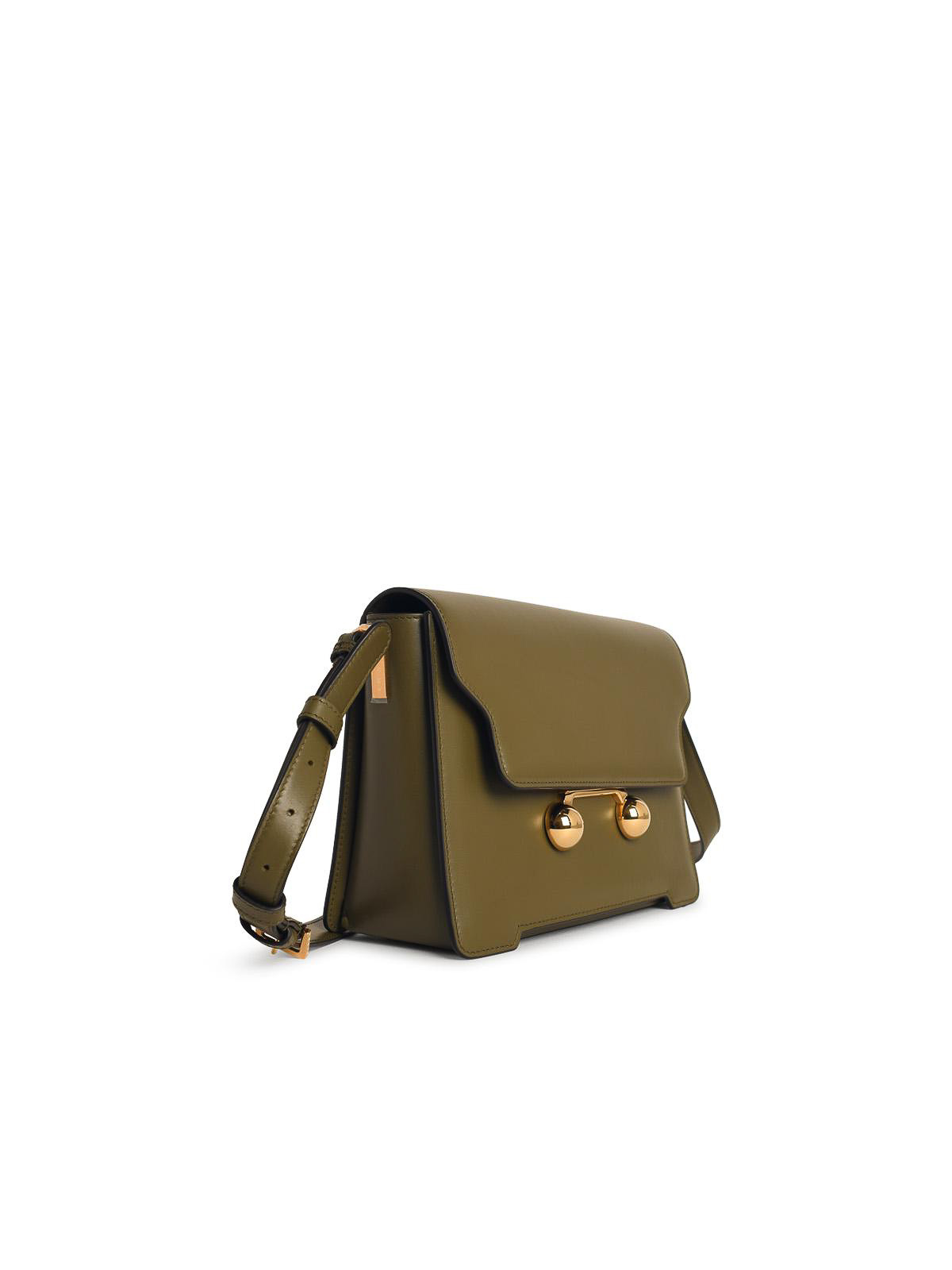 Marni Medium Shoulder Bag In Green Leather In Green