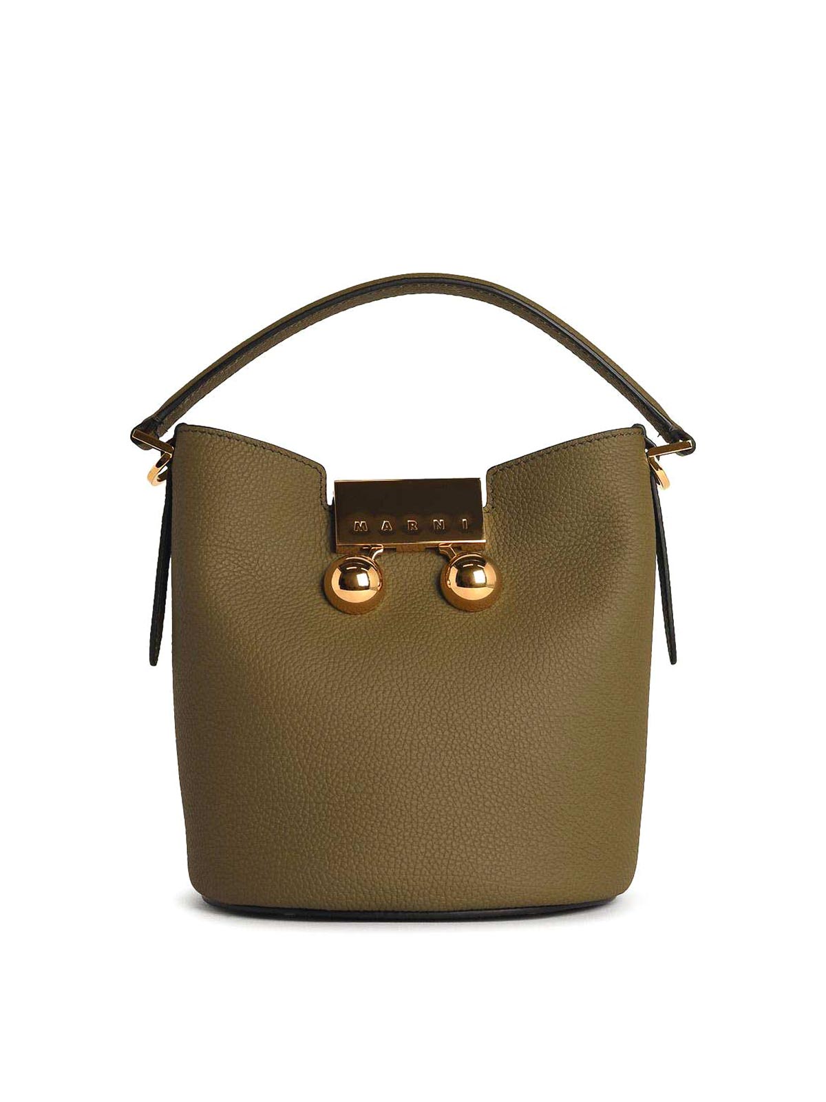 Marni Trunkaroo Leather Bucket Bag In Green