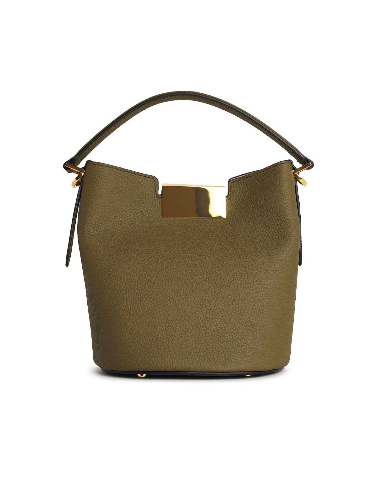 Marni Trunkaroo Leather Bucket Bag In Green