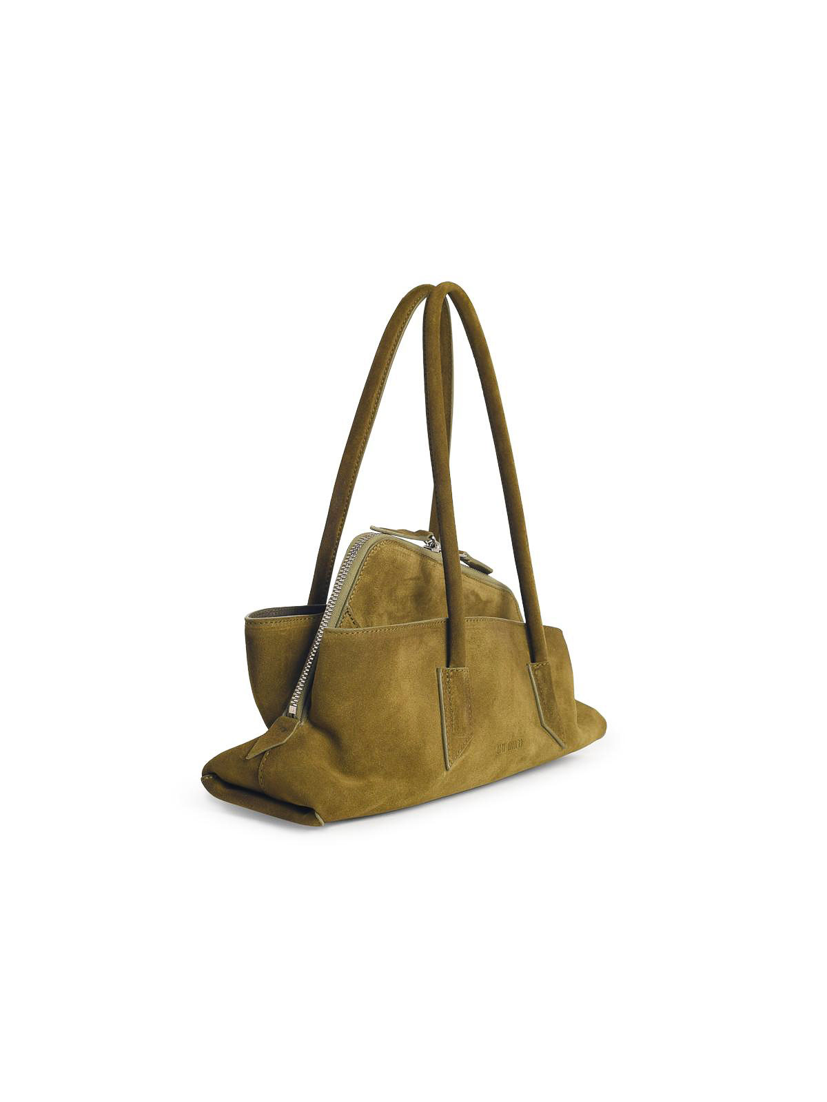 Attico La Passeggiata Small Bag In Khaki Green Suede In Green