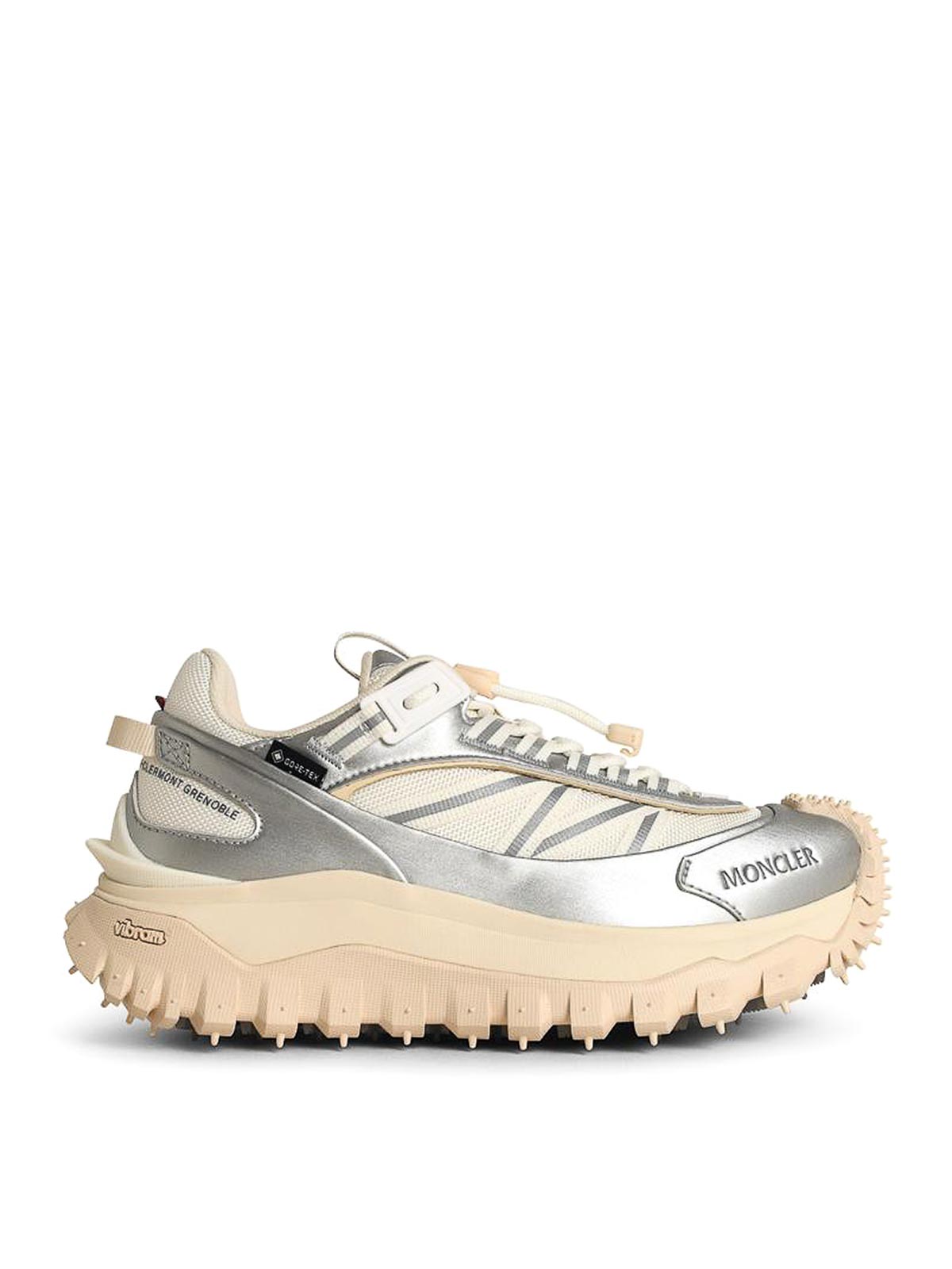 Moncler Trailgrip Gtx Silver Leather Blend Sneakers
