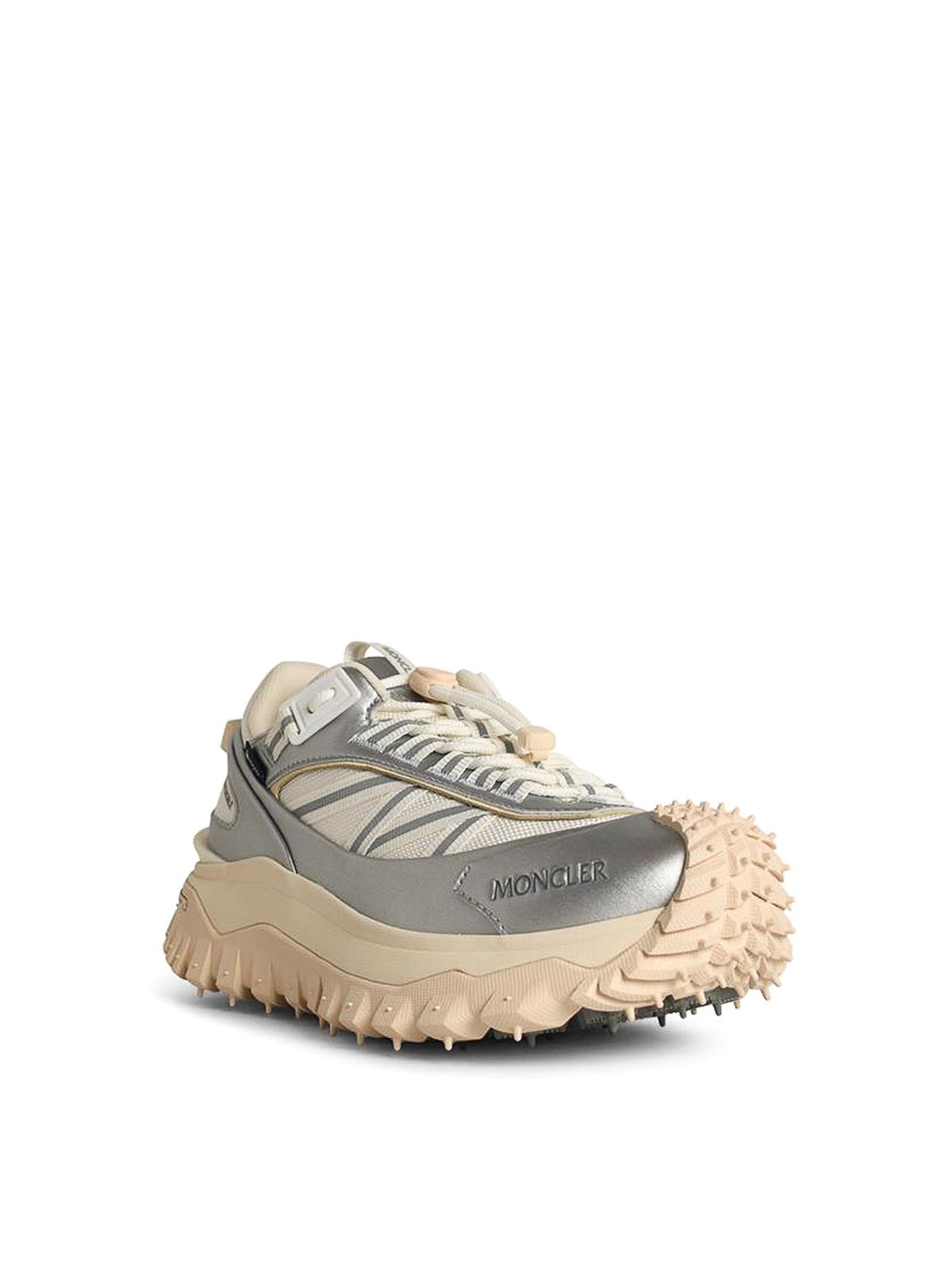 Moncler Trailgrip Gtx Silver Leather Blend Sneakers In Silver