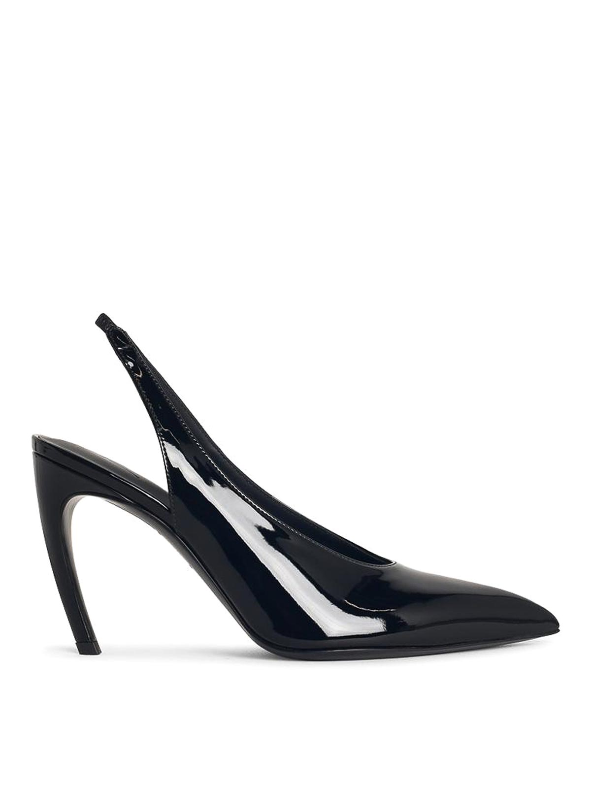 Attico Pointed Toe Slingback Viper Glossy Finish In Black