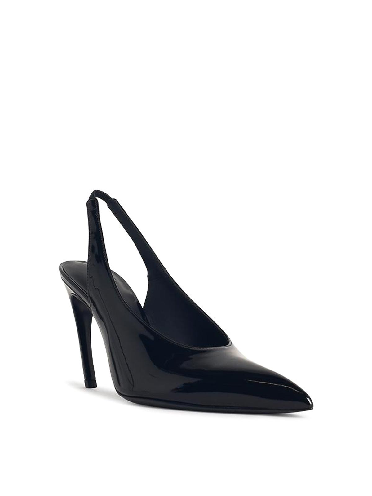 Attico Pointed Toe Slingback Viper Glossy Finish In Black