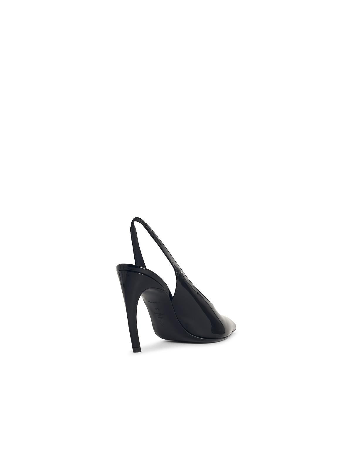 Attico Pointed Toe Slingback Viper Glossy Finish In Black
