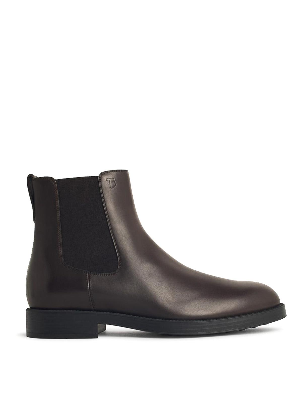 Tod's El Formale Brown Leather Ankle Boots In Burgundy