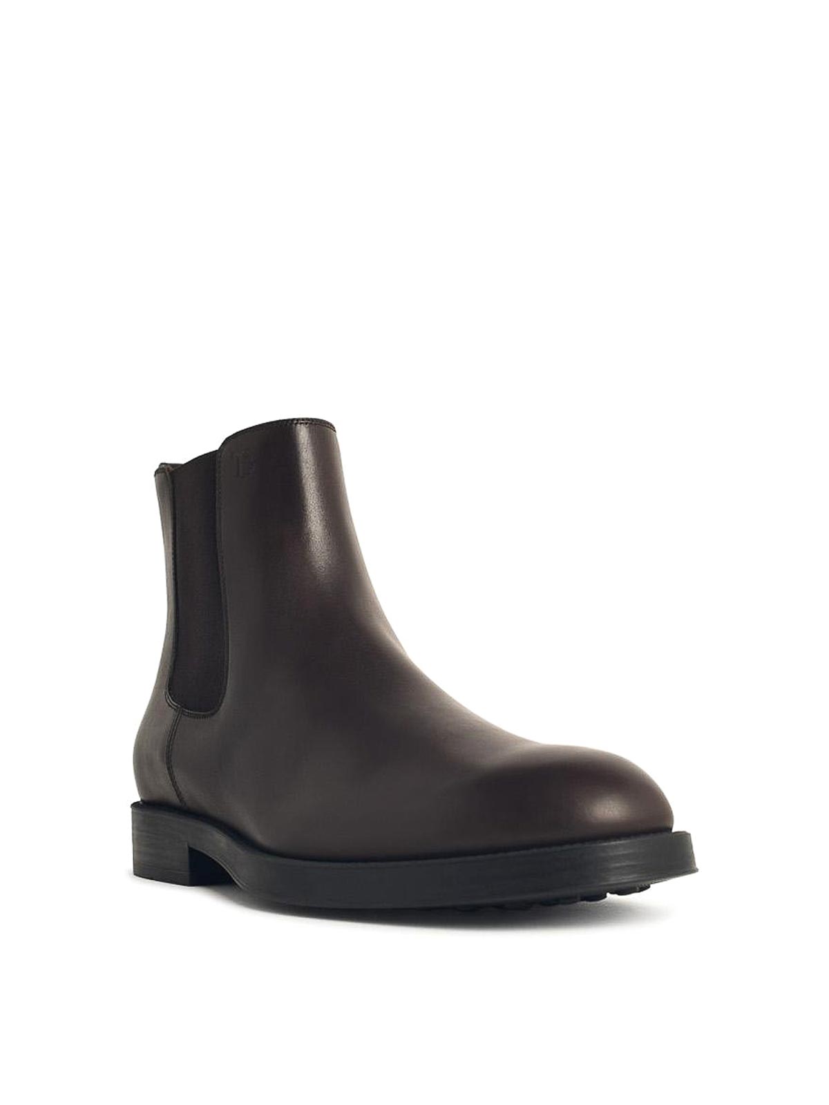 Tod's El Formale Brown Leather Ankle Boots In Burgundy