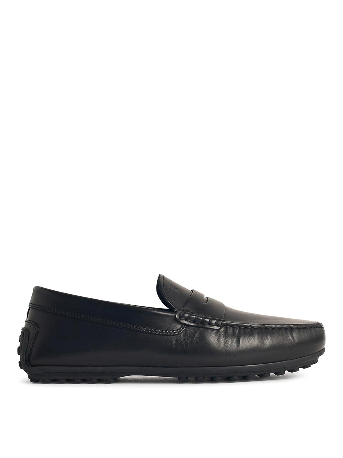 Tod's Penny Strap Round Toe Loafers In Black