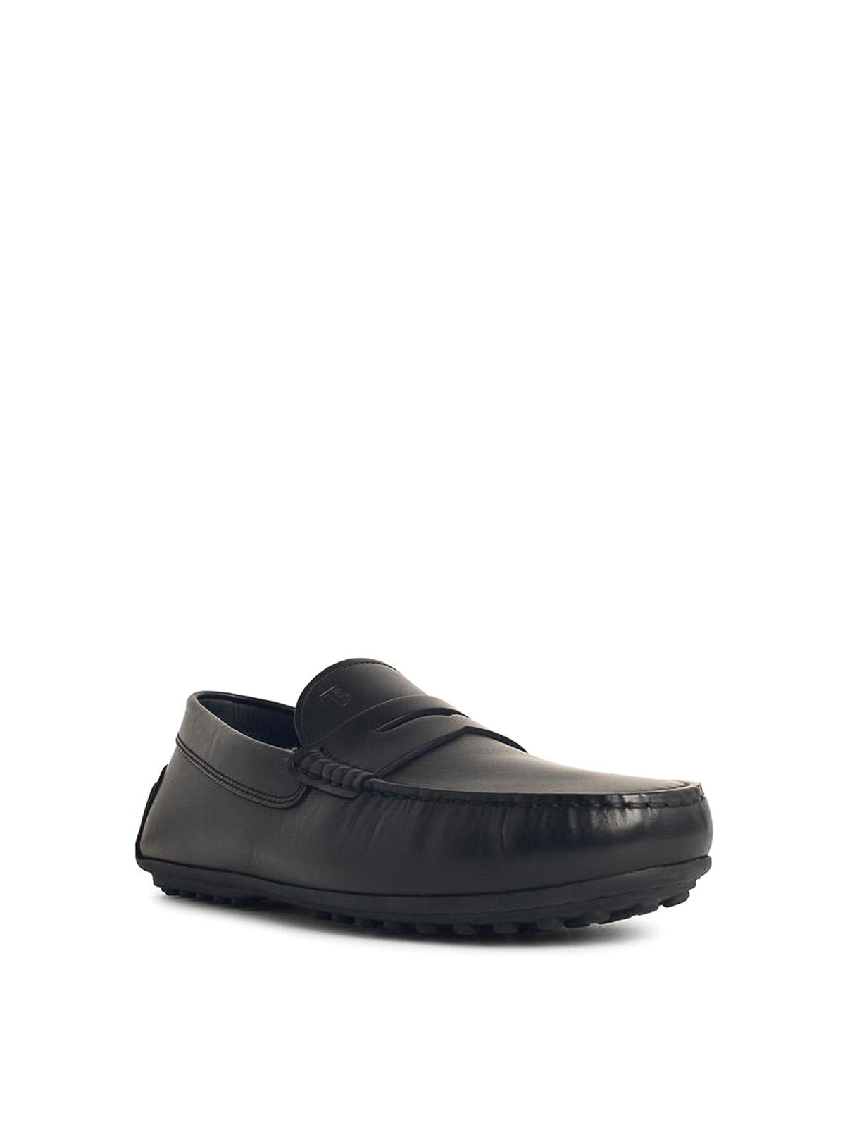 Tod's Penny Strap Round Toe Loafers In Black
