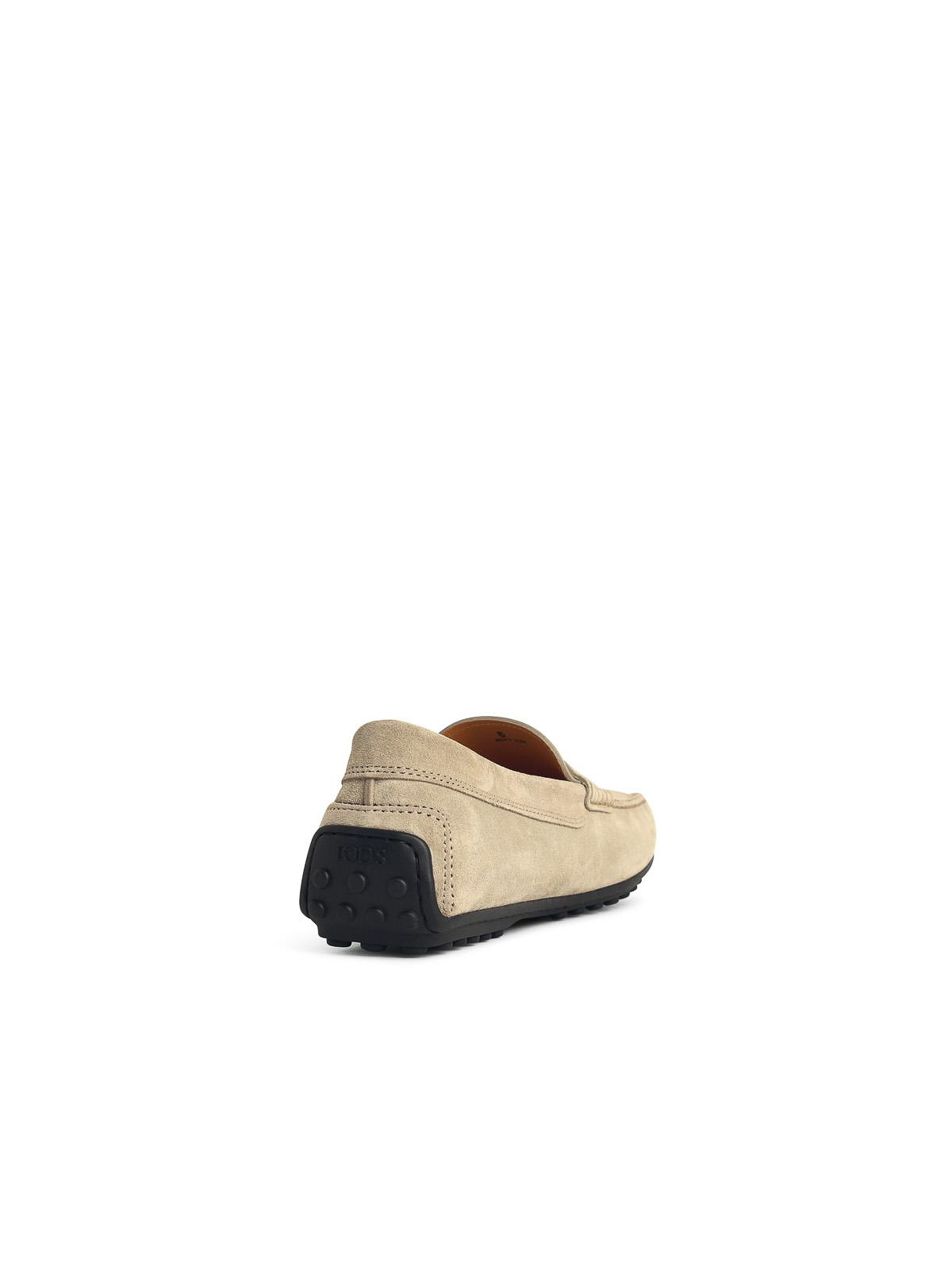 Tod's Suede Loafers With Rubber Sole And Stitch Detailing In Neutral