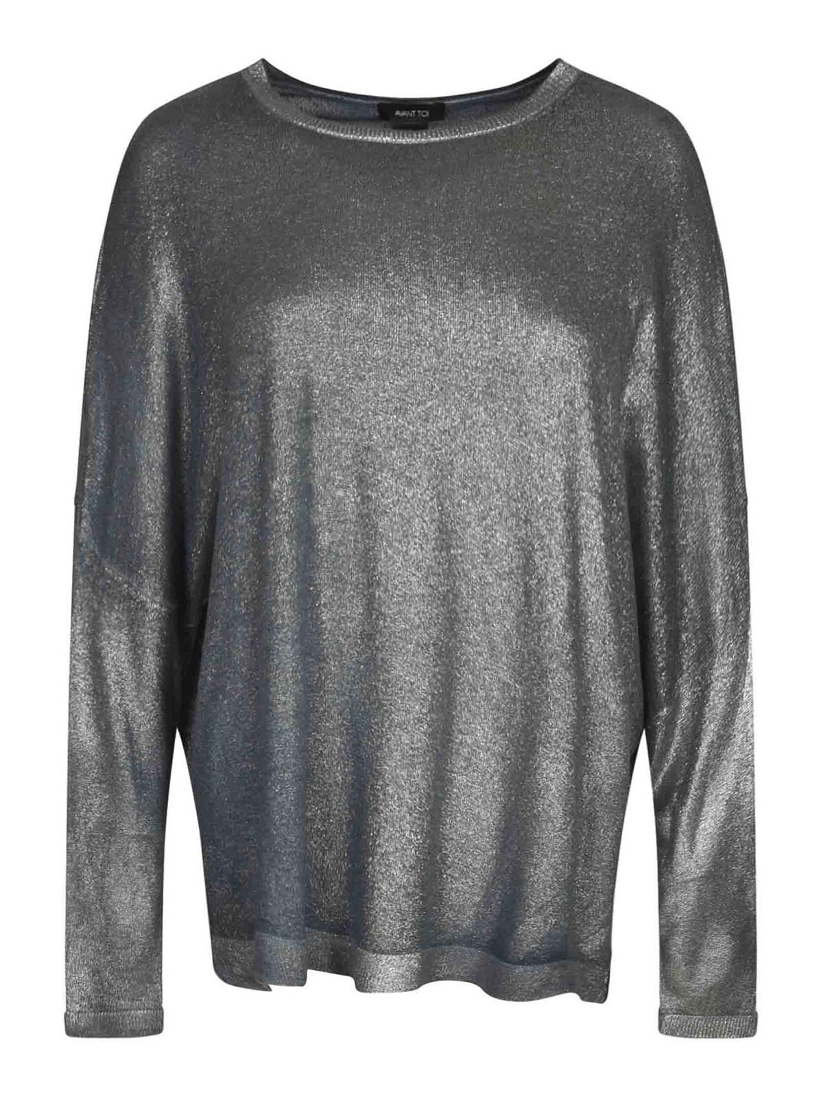 Avant Toi Metallic Long-sleeve Sweater In Black