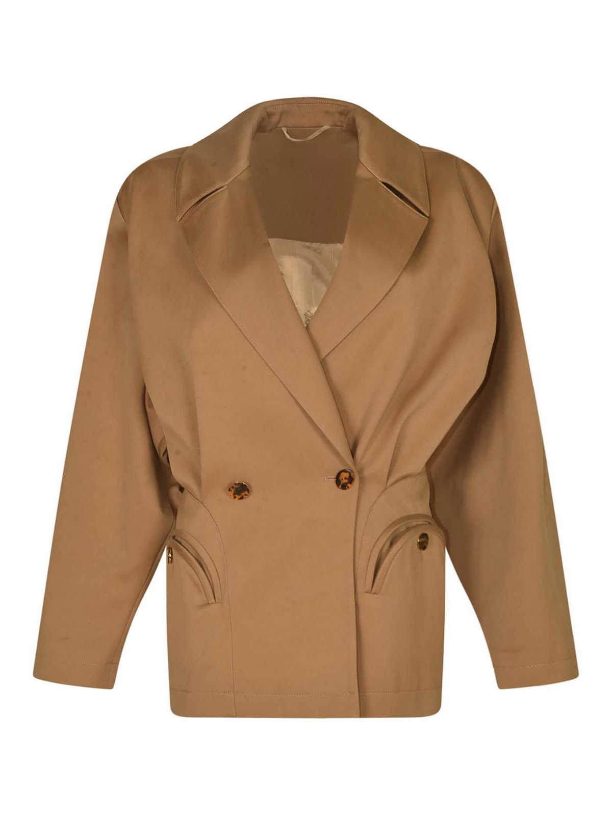 Blazé Milano Beige Double-breasted Cotton Blazer In Brown