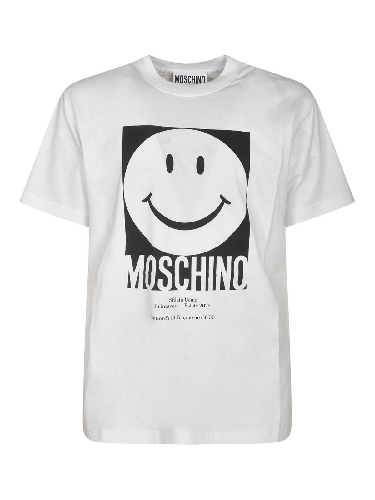 Moschino Crew Neck T-shirt With Playful Logo Print In White