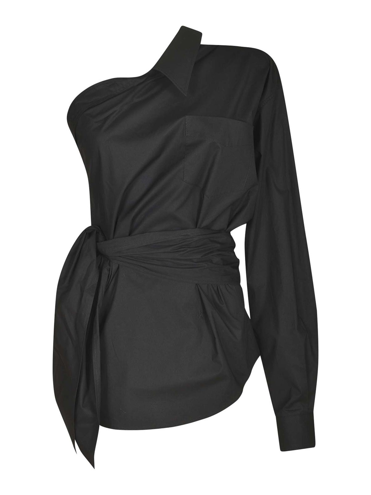 Moschino Asymmetric Design One-shoulder Shirt In Black