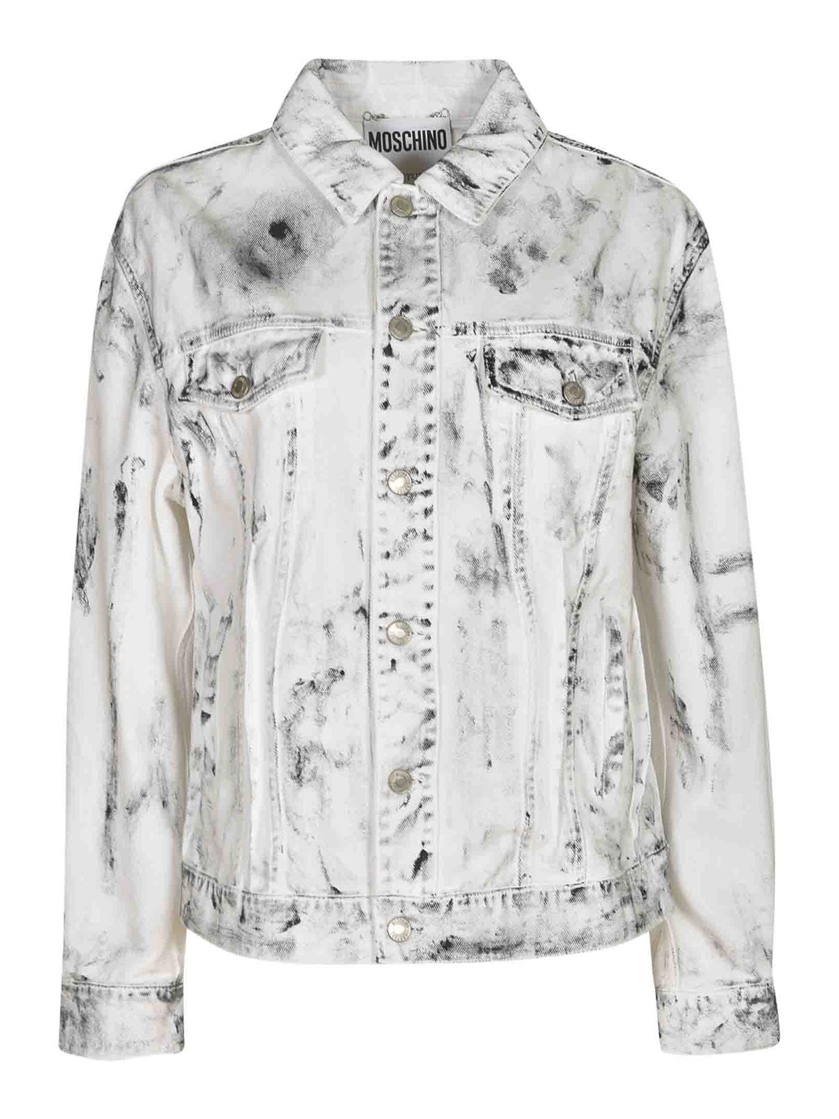 Moschino Cotton Bull Jacket Laurel Crown Patch In White