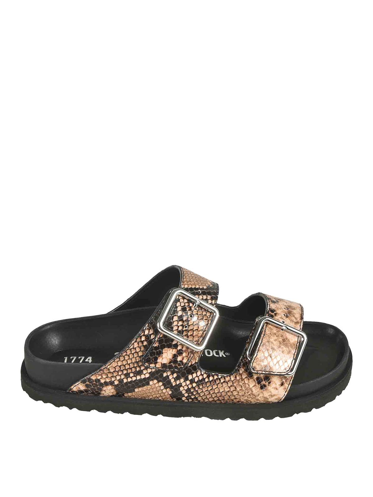 Birkenstock Open Toe Heeled Sandals Snakeskin Effect In Neutral