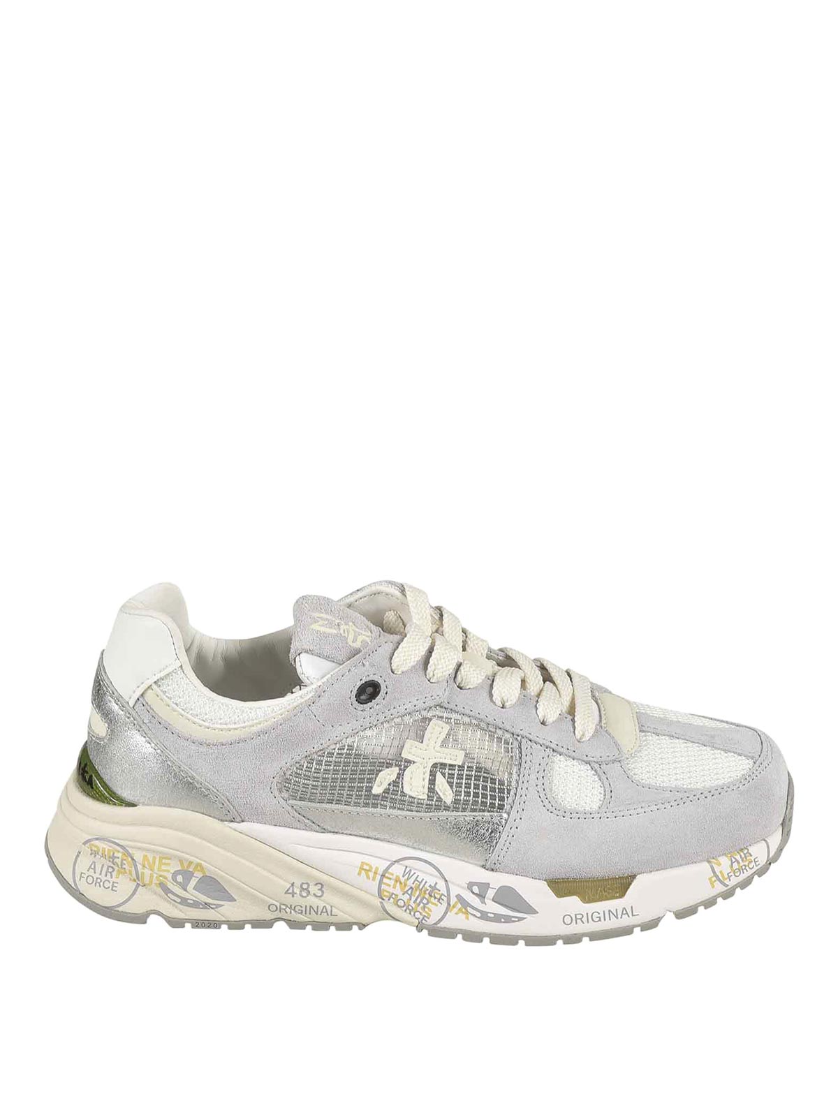 Premiata Mased Mesh-panel Suede Sneakers In Gray