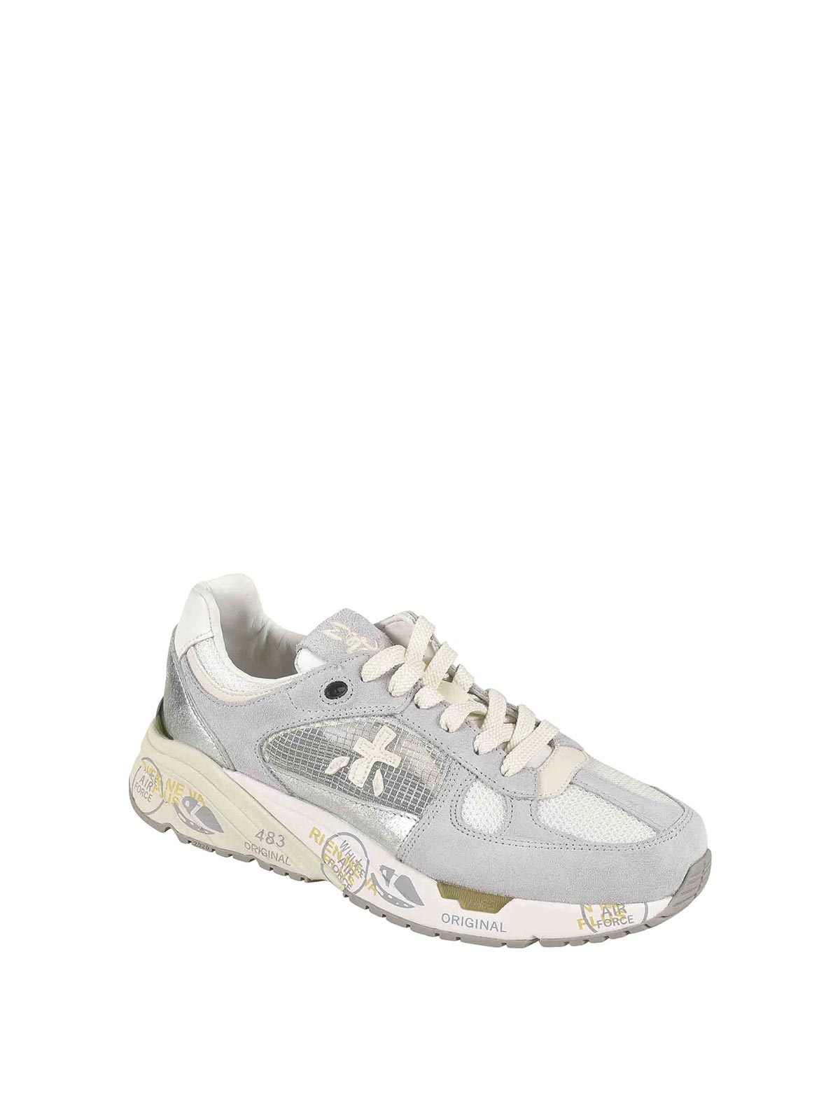 Premiata Mased Mesh-panel Suede Sneakers In Gray