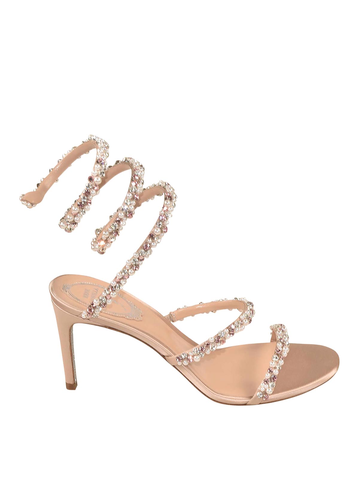 René Caovilla 105mm Pearl Crystal-embellished Sandals In Neutral