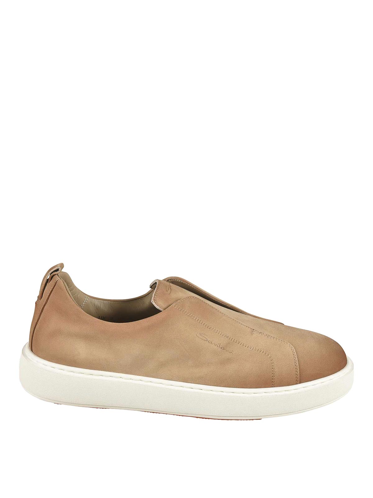 Santoni Nubuck Leather Clean Icon Sneakers In Brown