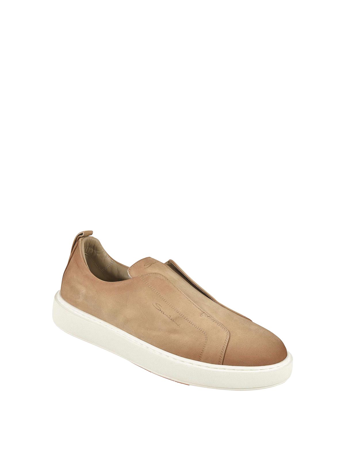 Santoni Nubuck Leather Clean Icon Sneakers In Brown