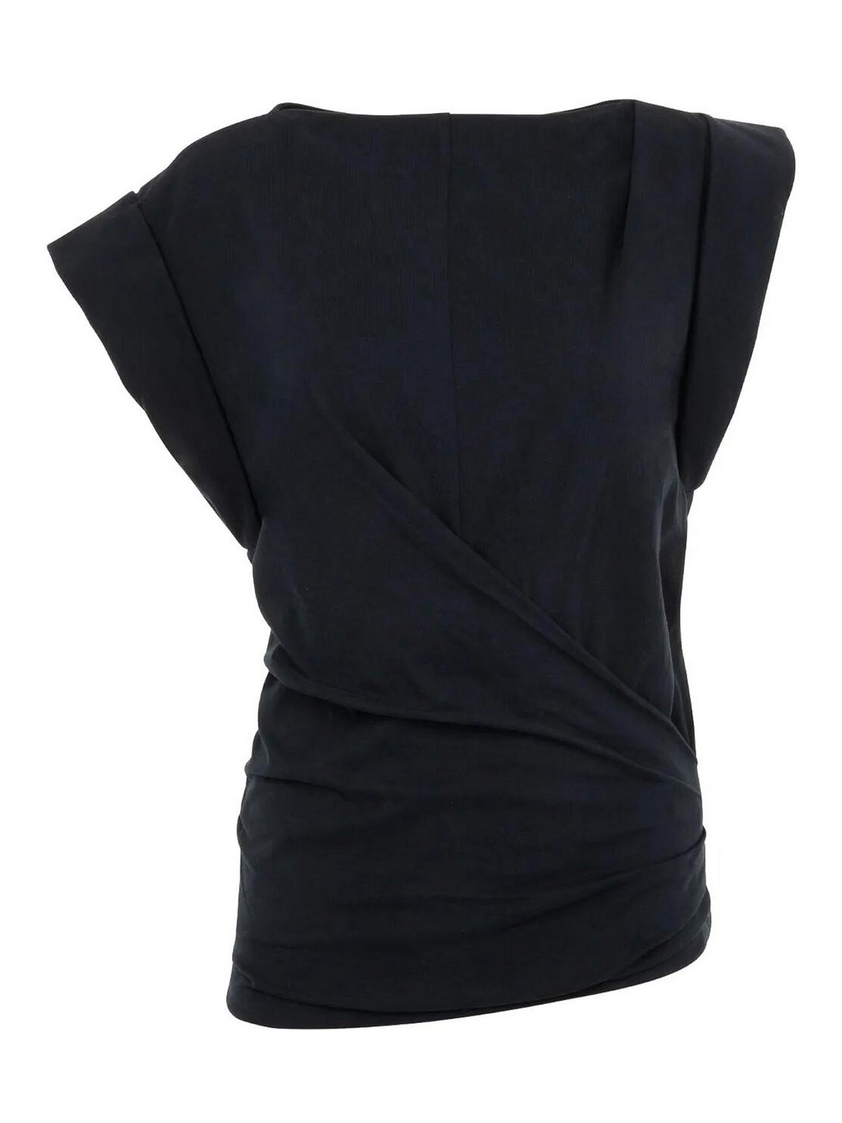 Isabel Marant Maisan Draped Cotton T-shirt Clothing In Black