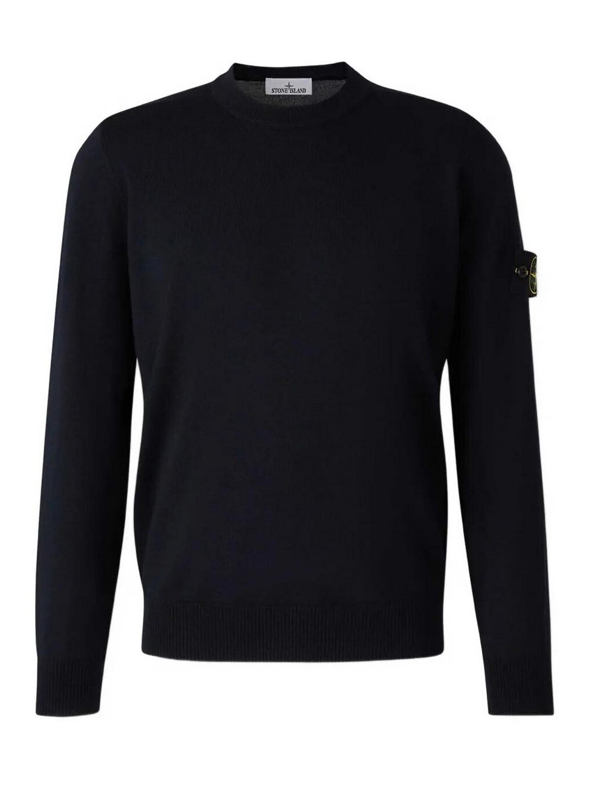 Stone Island Blue Navy Ribbed Turtleneck Sweater In Wool Men In Blue