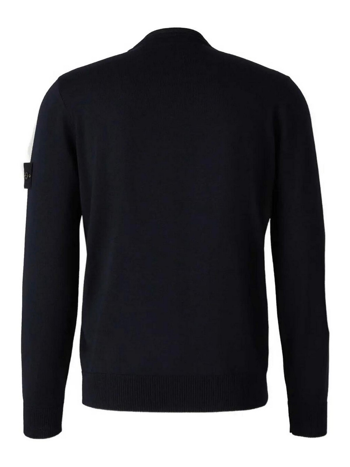 Stone Island Blue Navy Ribbed Turtleneck Sweater In Wool Men In Blue