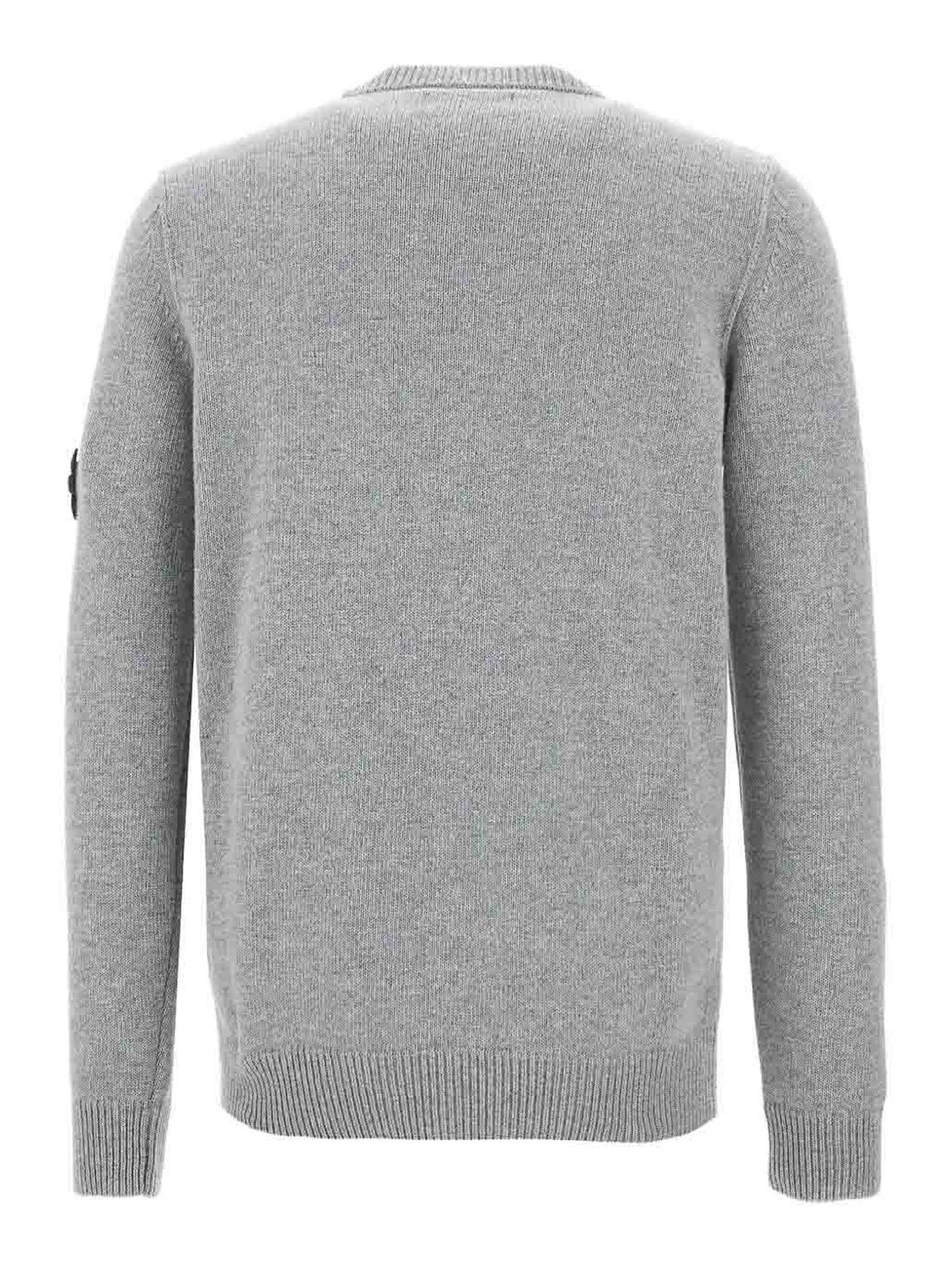 Stone Island Crew Neck Wool Sweater In Gray